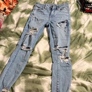 American Eagle Outfitters Light Blue Distressed Skinny Jeans
